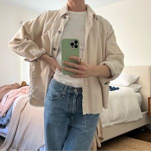 Zara Cream Corduroy Button Down Shirt